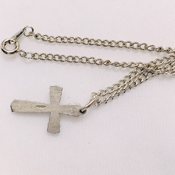 Vintage Silver Floral Autom Cross Necklace - Picture 5 of 9